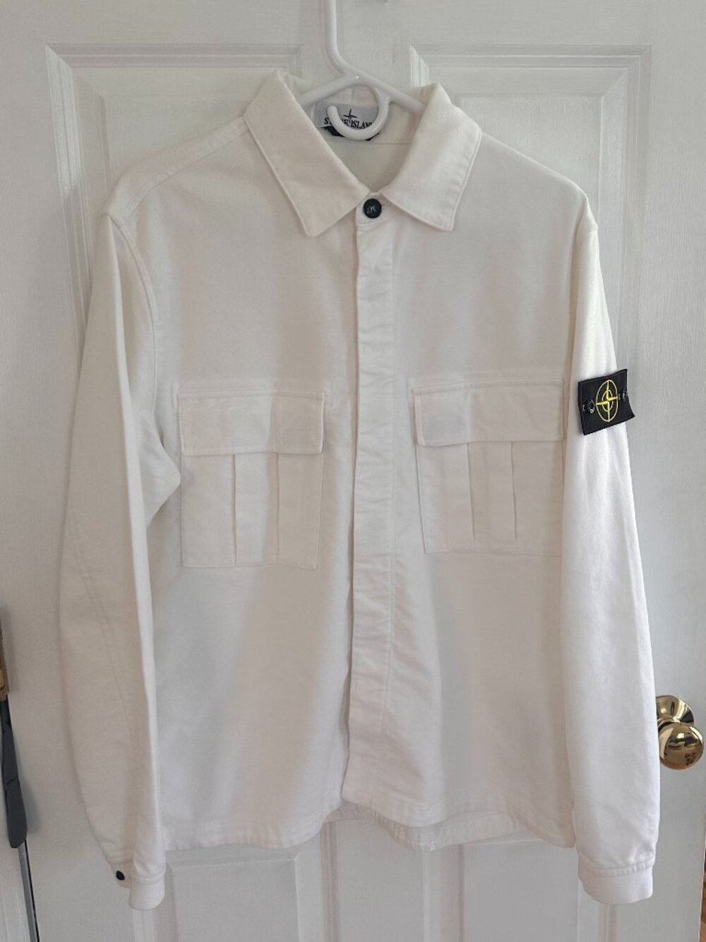 STONE ISLAND Organic Stretch Cotton-Twill Jacket/Overshirt: Size Medium